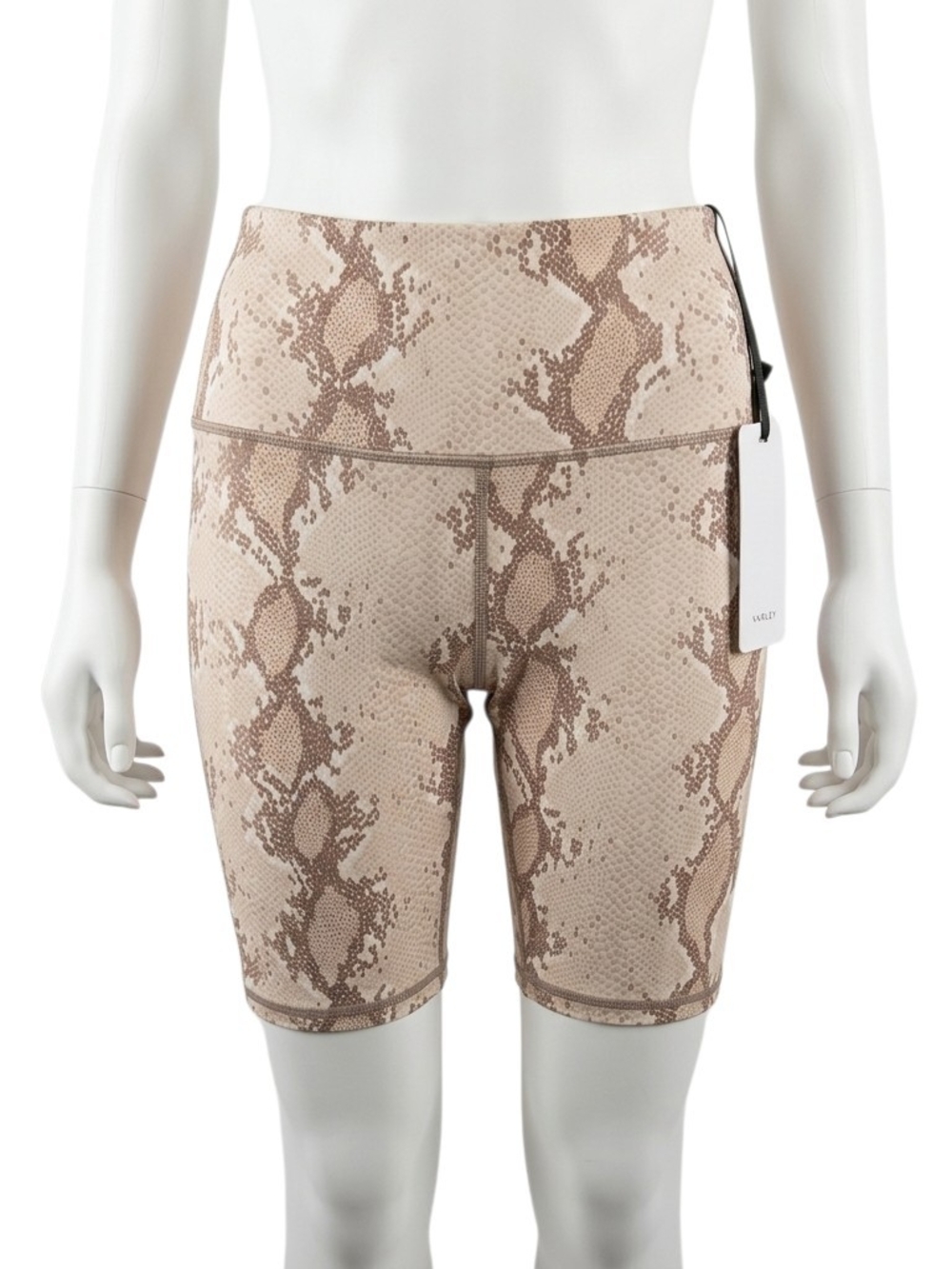 Varley Albury High Waist Biker Shorts Champagne Snake Python Print NWT Size XS